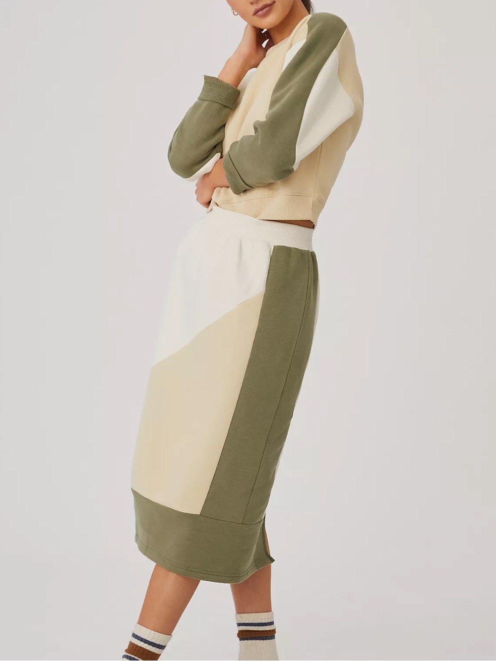 Daily Practice by Anthropologie Colorblocked Midi Skirt